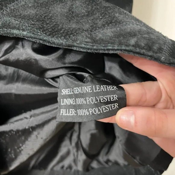 Vtg 90s Women Black Suede Patchwork Blazer M Leather Sports Coat Henig Furs - Picture 8 of 10